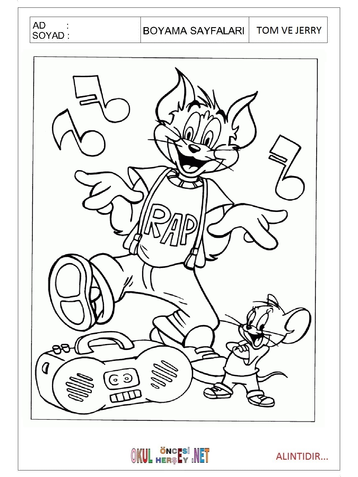 Tom ve Jerry boyama sayfaları