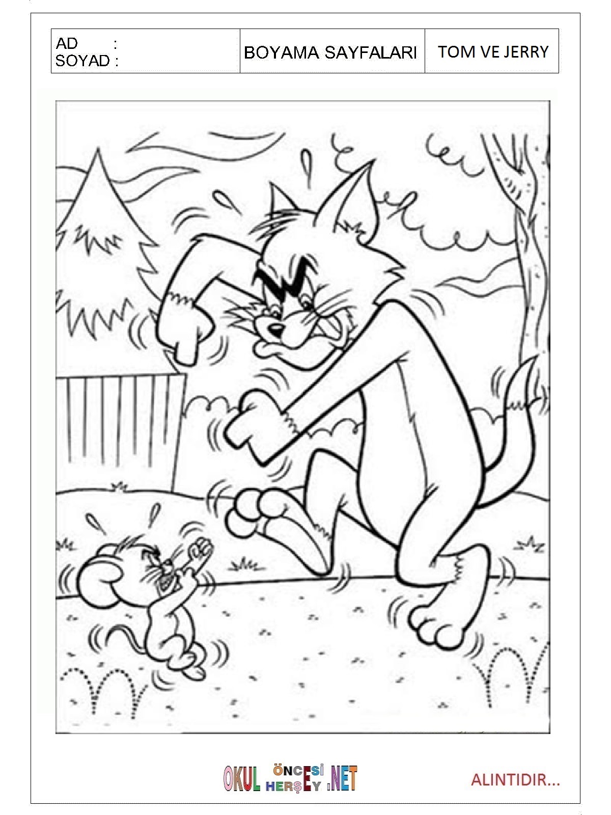 Tom ve Jerry boyama sayfaları