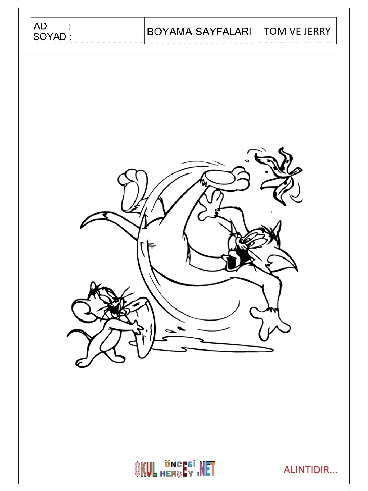 Tom ve Jerry boyama sayfaları
