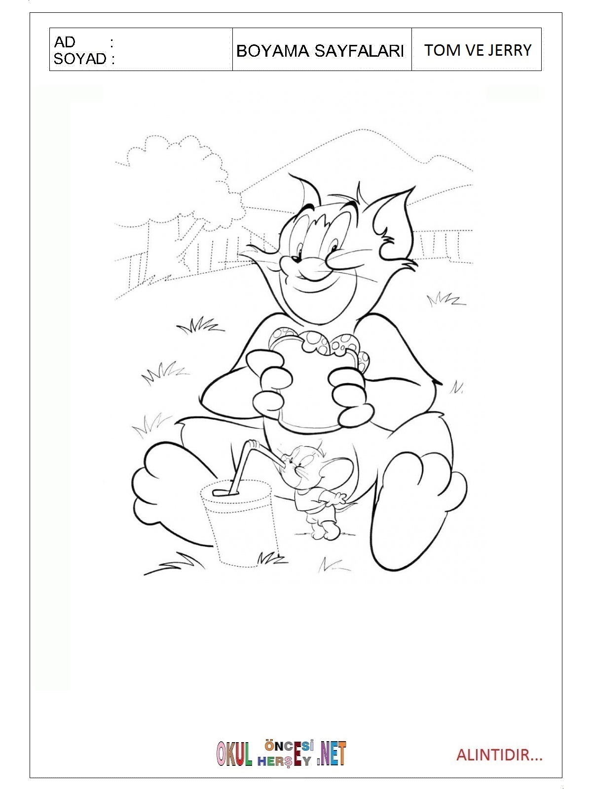 Tom ve Jerry boyama sayfaları