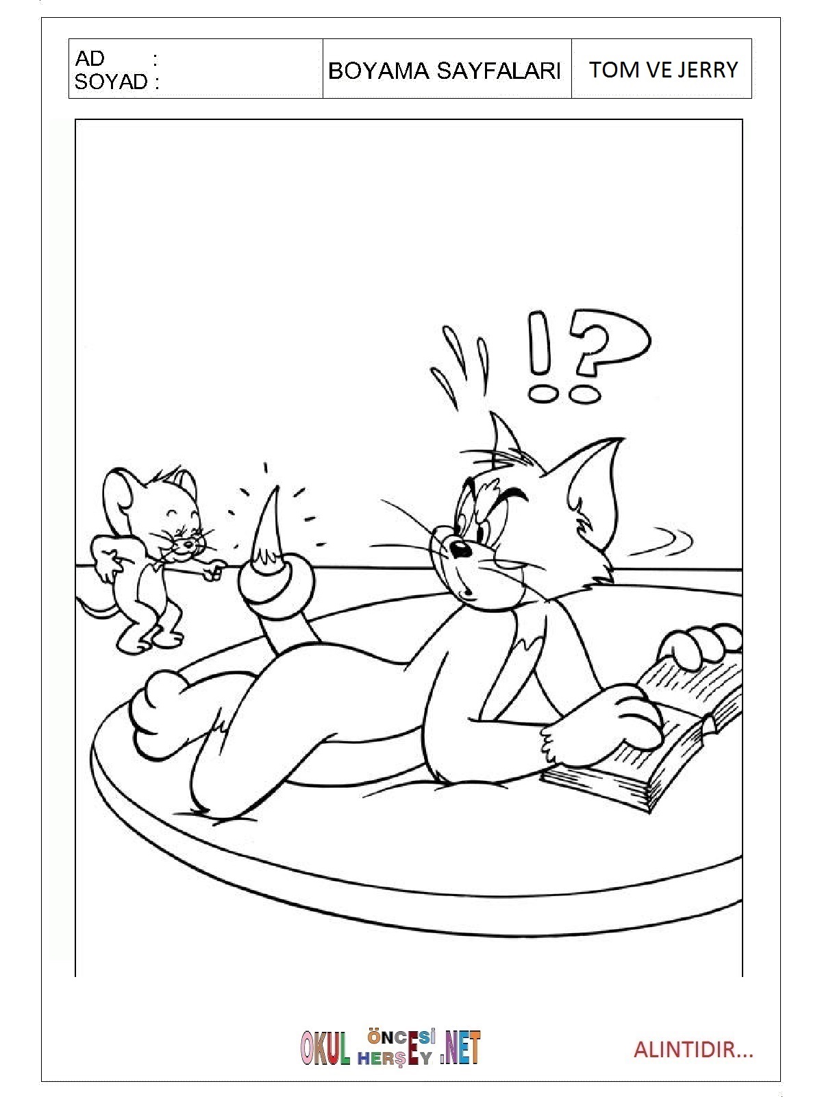 Tom ve Jerry boyama sayfaları