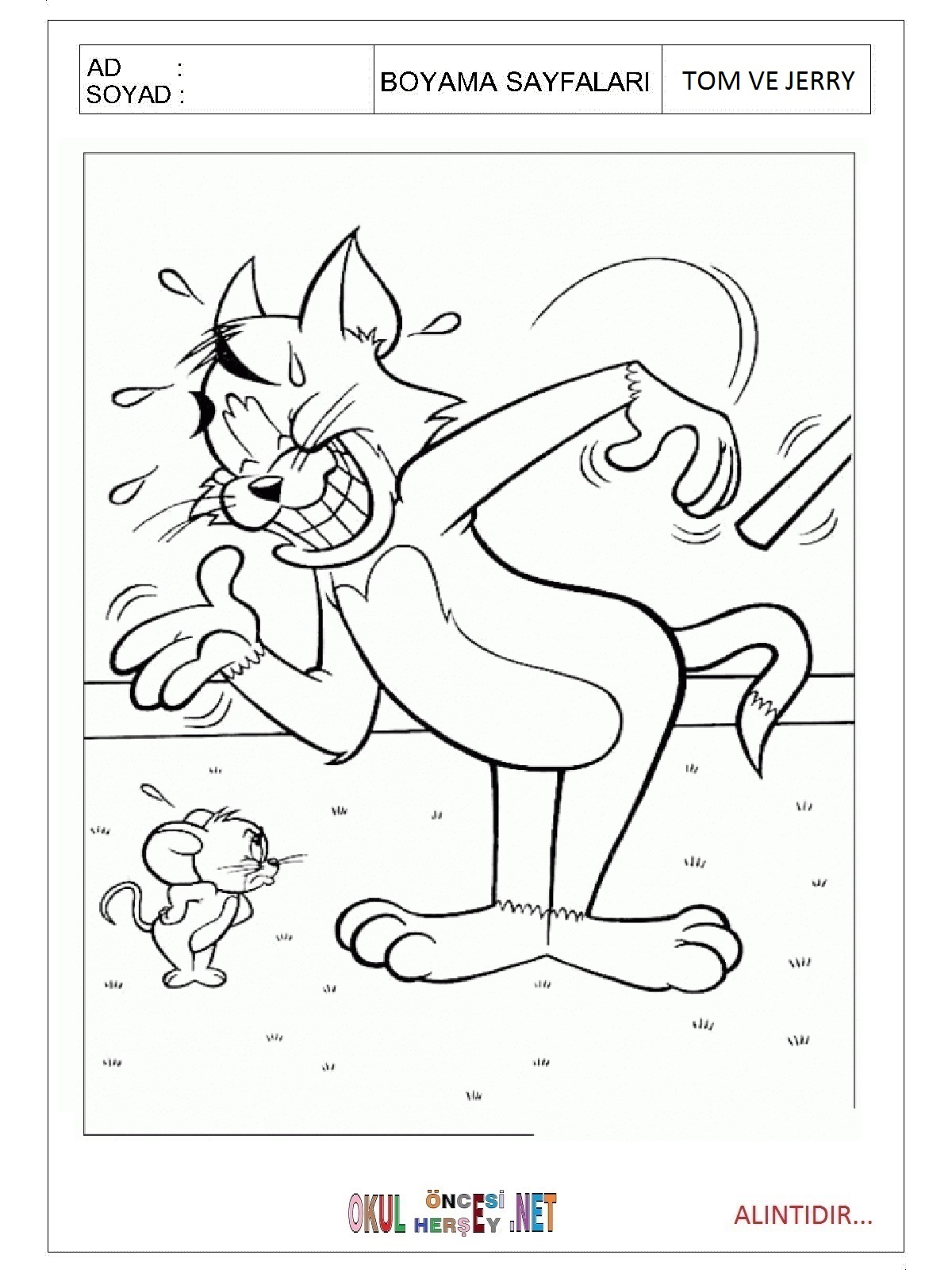Tom ve Jerry boyama sayfaları