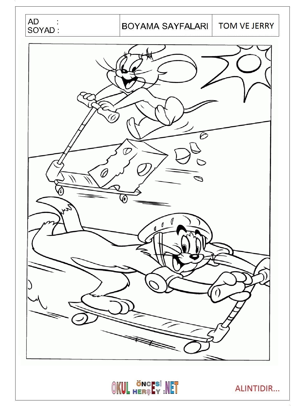 Tom ve Jerry boyama sayfaları