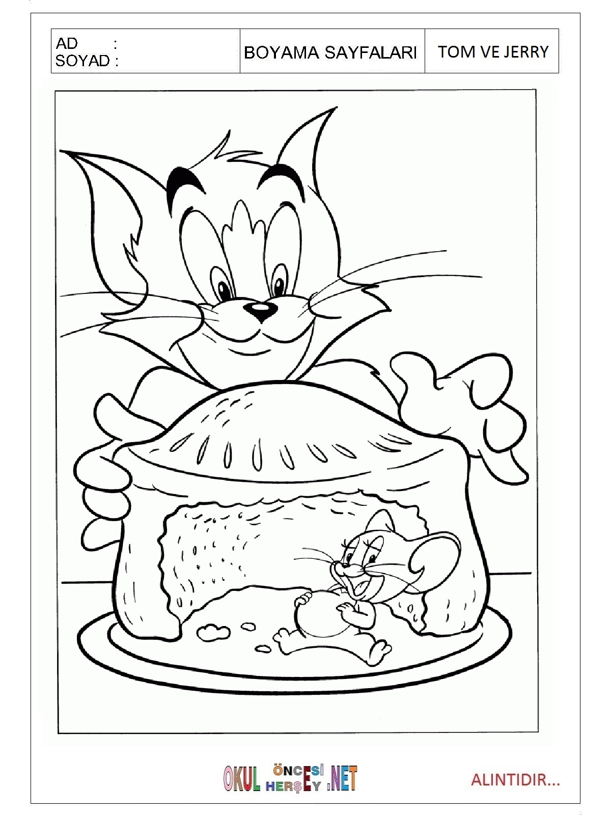 Tom ve Jerry boyama sayfaları