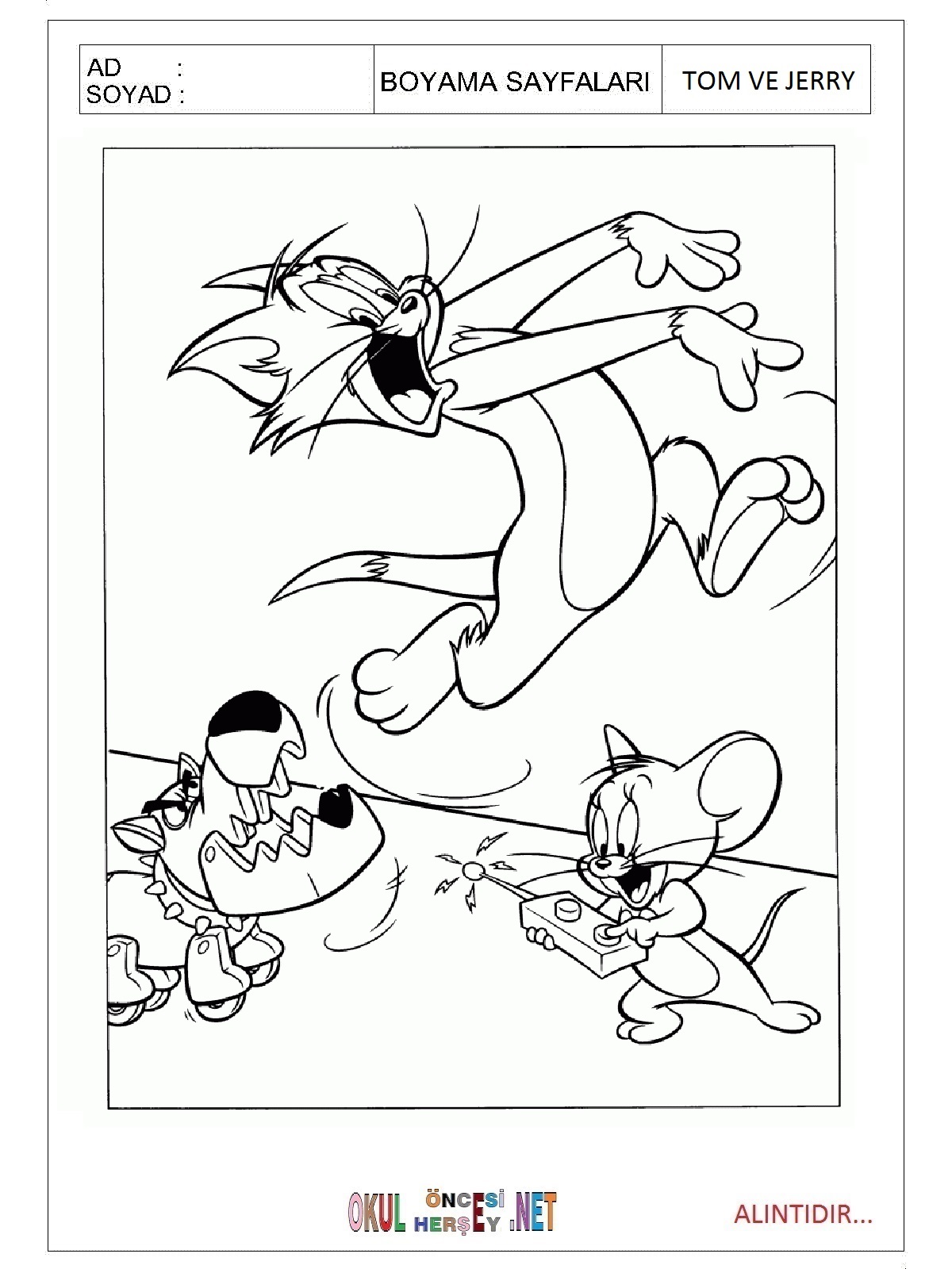 Tom ve Jerry boyama sayfaları