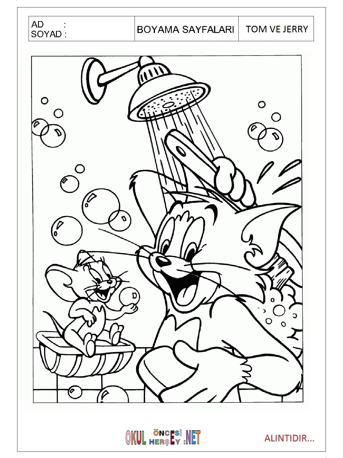 Tom ve Jerry boyama sayfaları