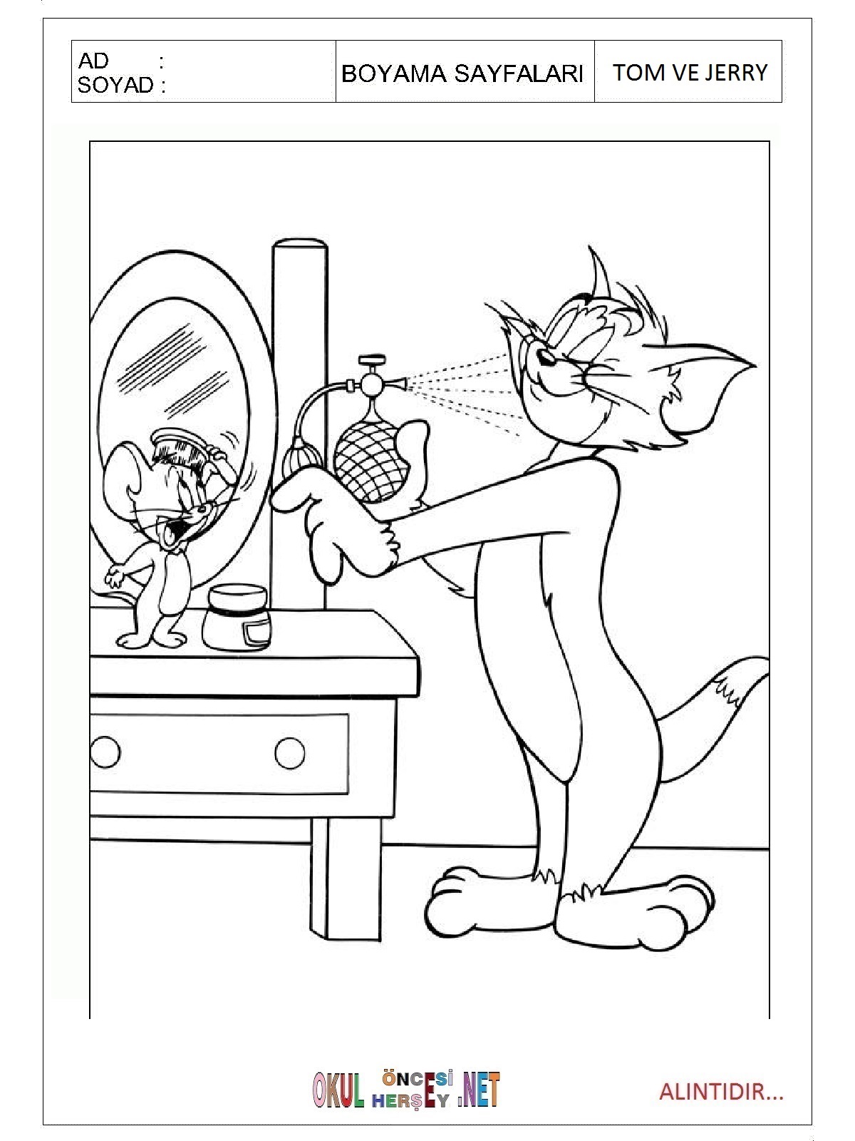 Tom ve Jerry boyama sayfaları