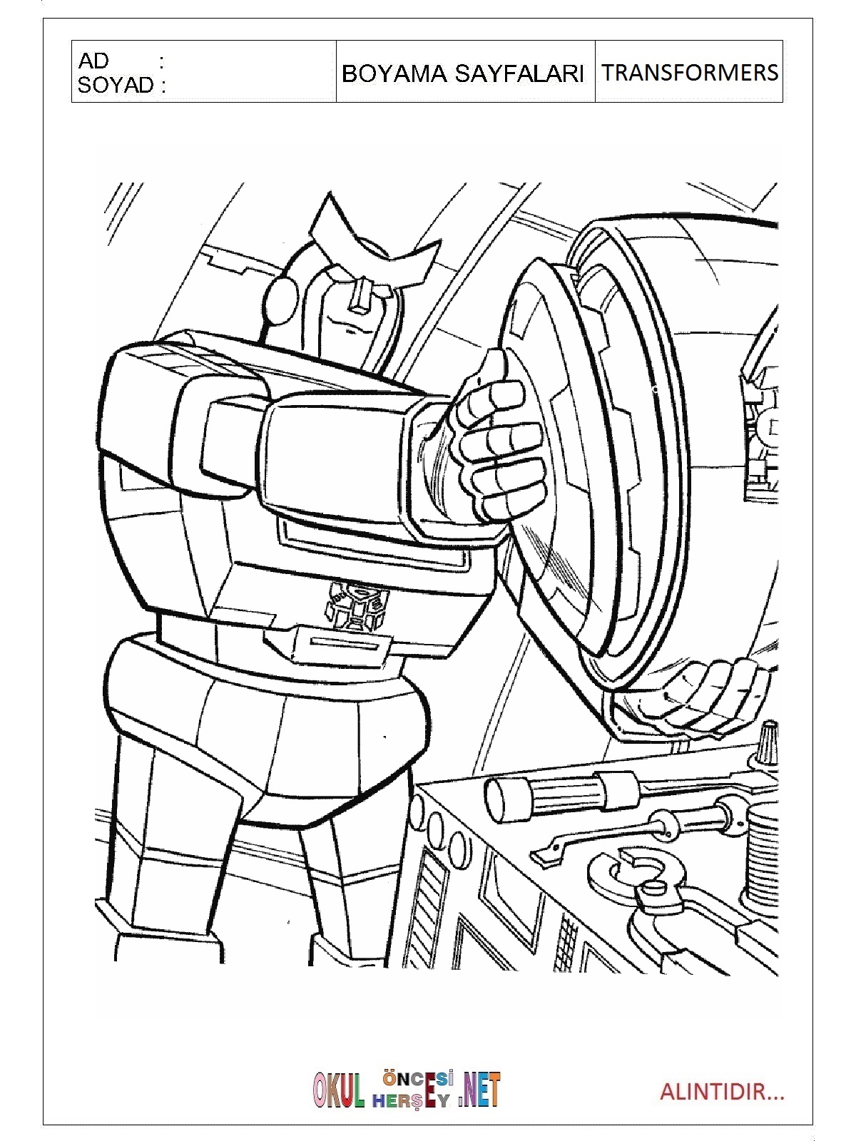 Transformers boyama sayfaları