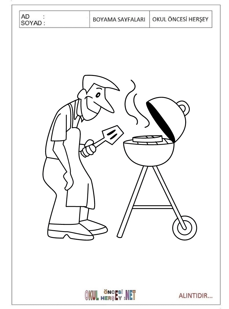Çocuklar İçin Mangal-barbeku Boyama Sayfaları 