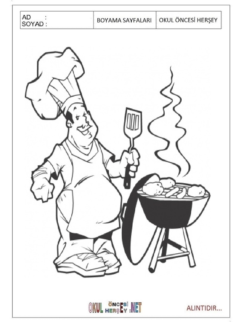 Çocuklar İçin Mangal-barbeku Boyama Sayfaları 