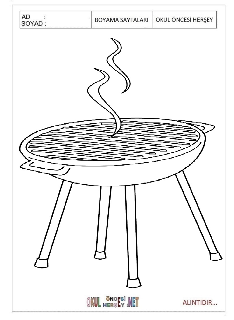 Çocuklar İçin Mangal-barbeku Boyama Sayfaları 