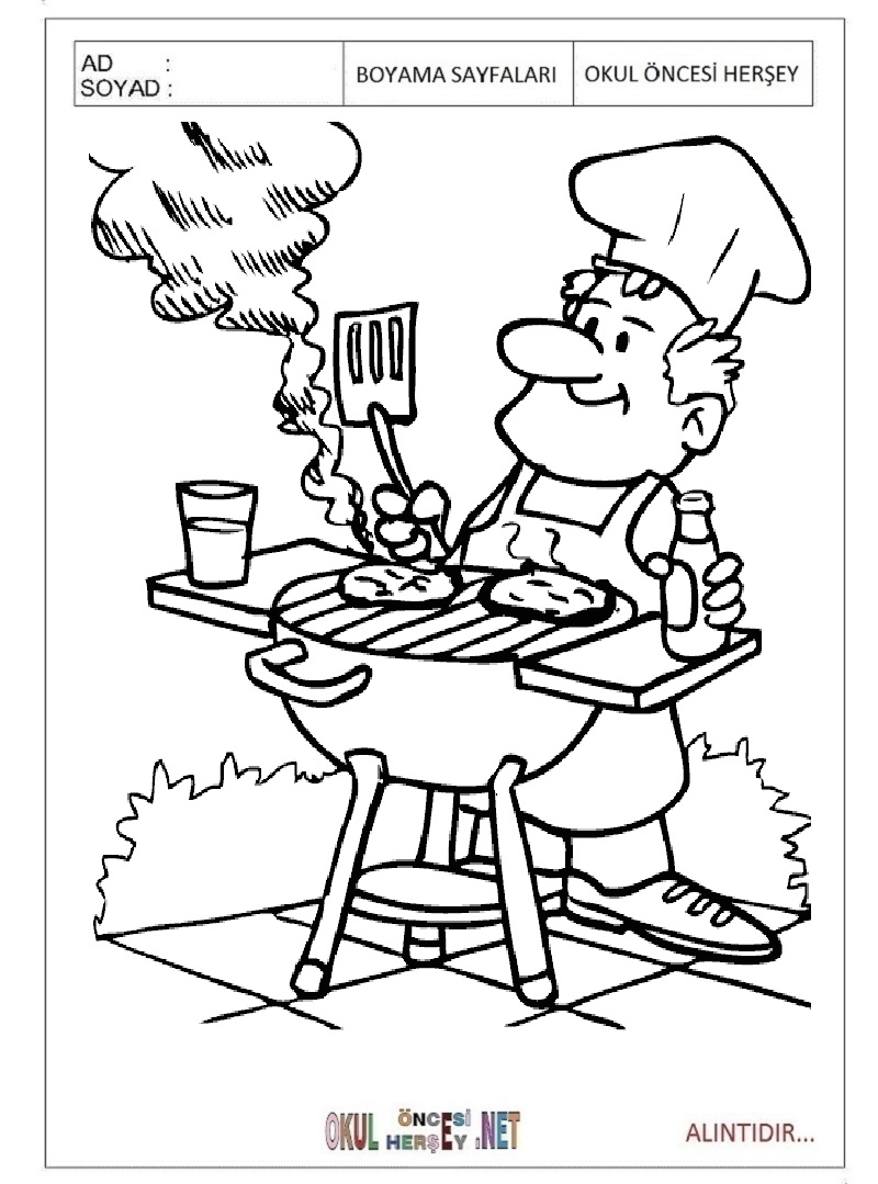 Çocuklar İçin Mangal-barbeku Boyama Sayfaları 