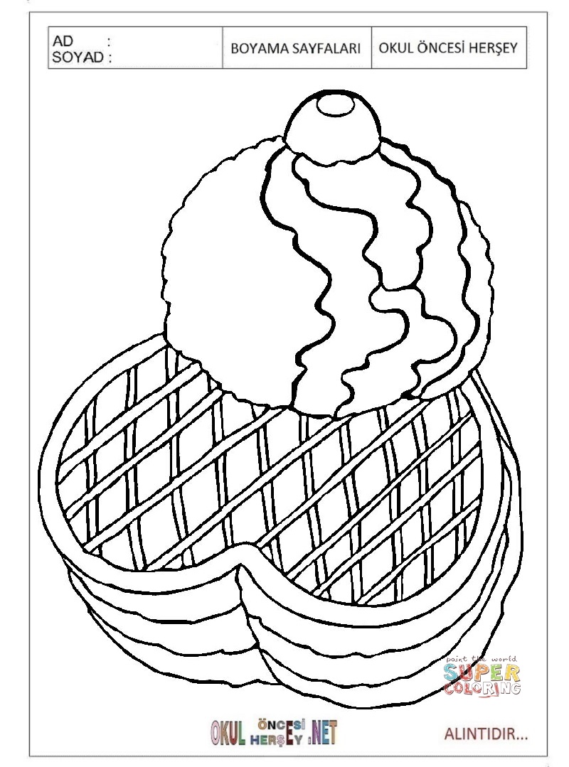 Çocuklar İçin Waffle Boyama Sayfaları 