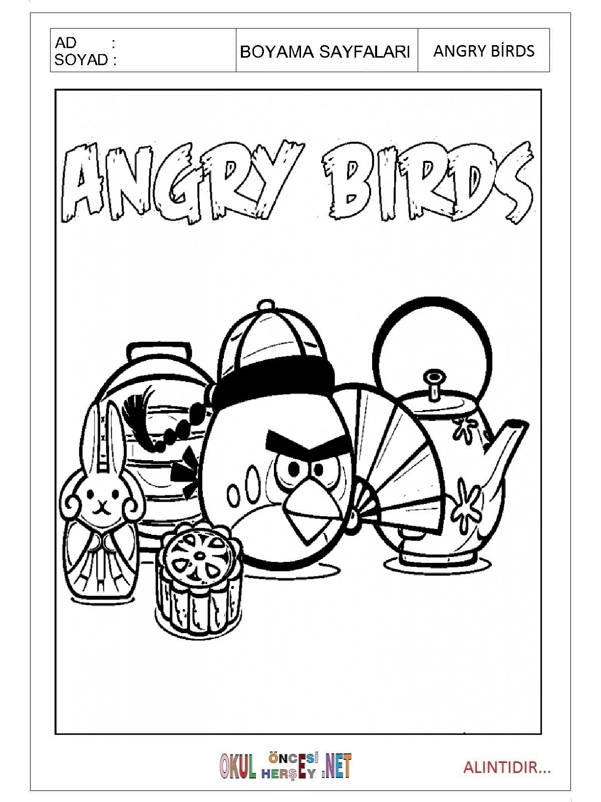 Angry Birds boyama sayfaları