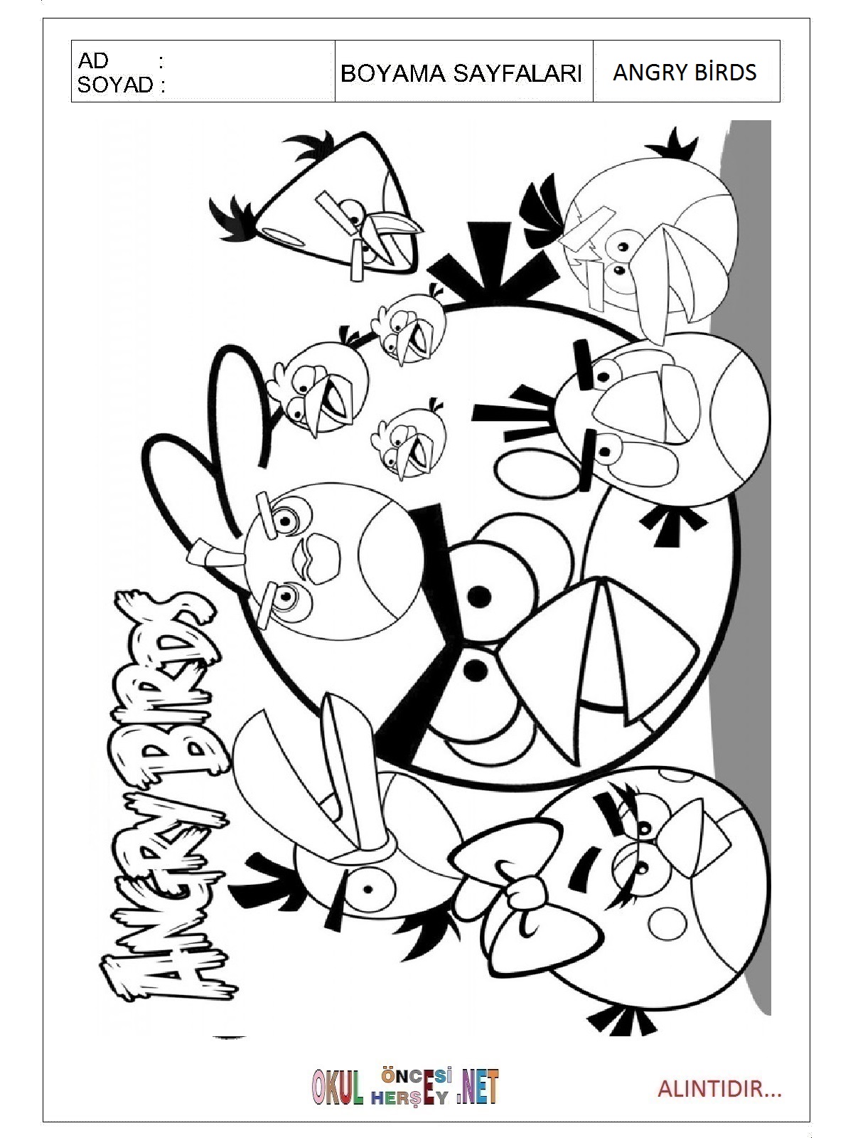 Angry Birds boyama sayfaları