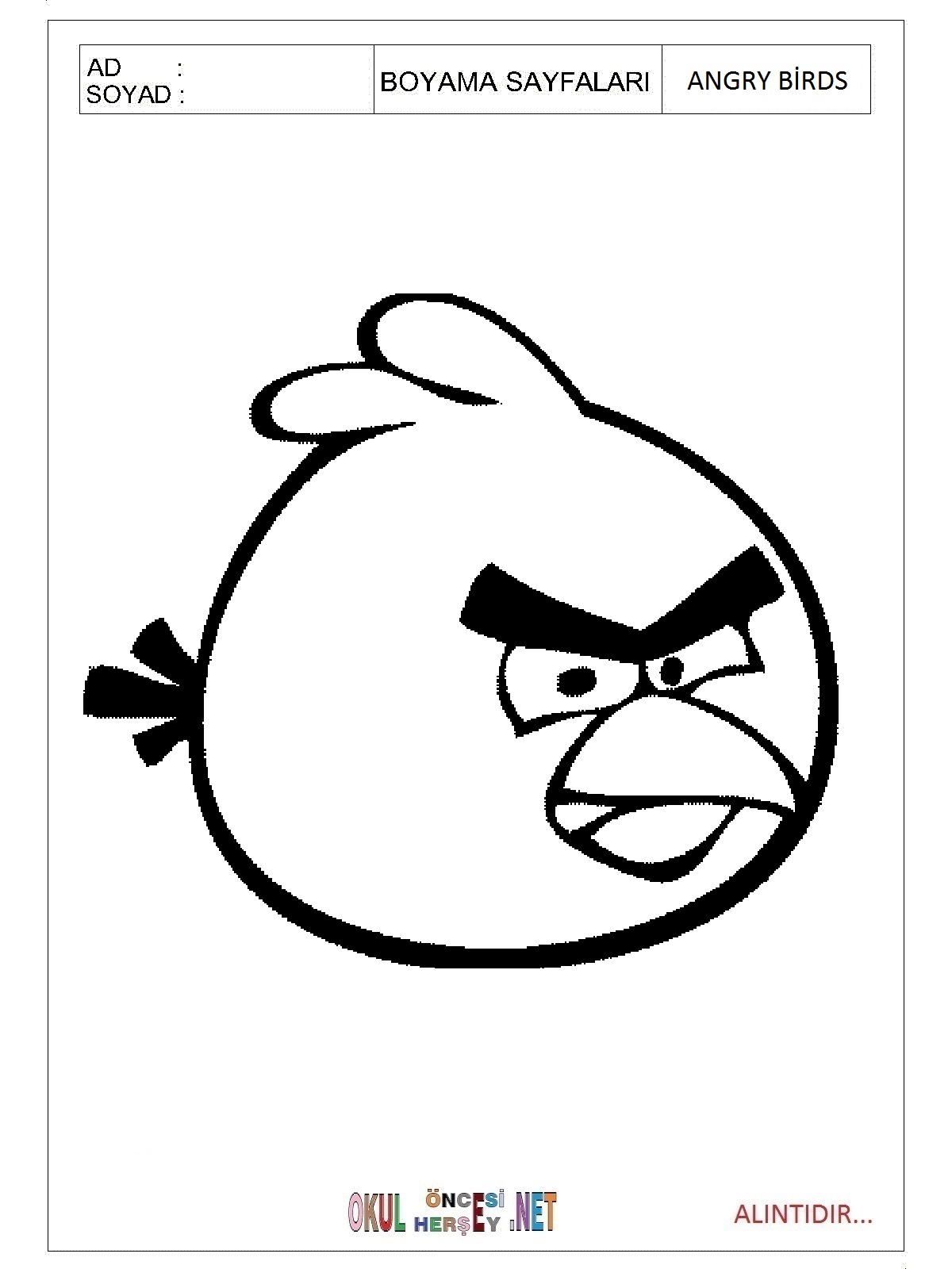 Angry Birds boyama sayfalar 