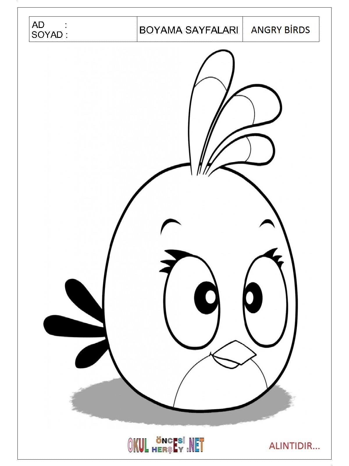 Angry Birds boyama sayfaları
