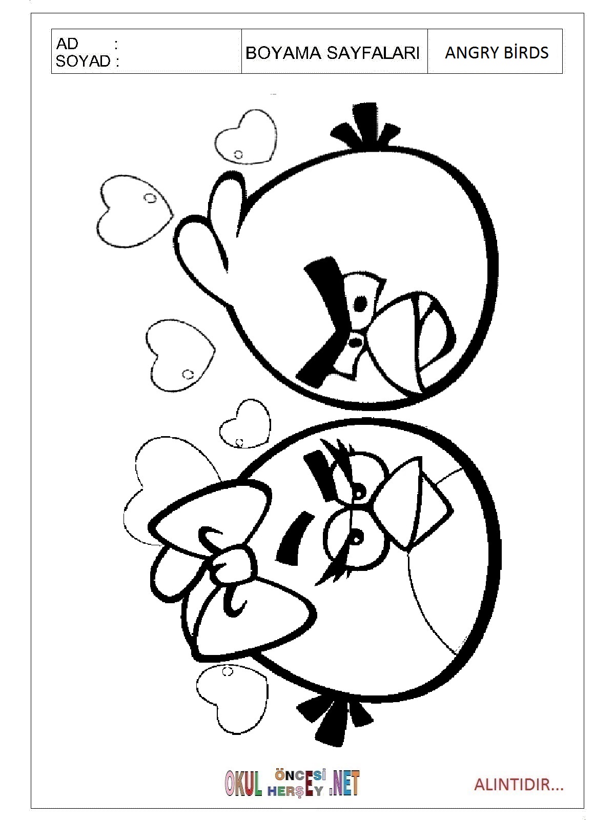 Angry Birds boyama sayfaları