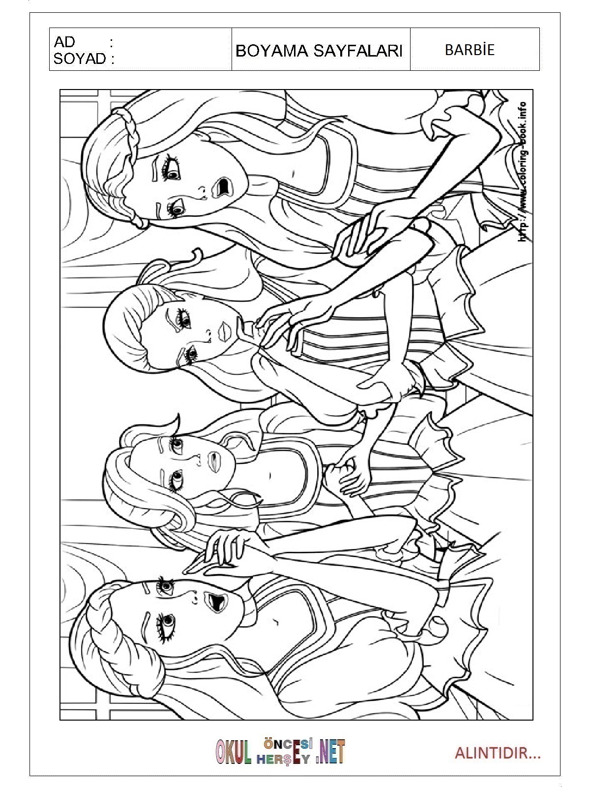 Barbie ve Üç Silahşörler boyama sayfaları