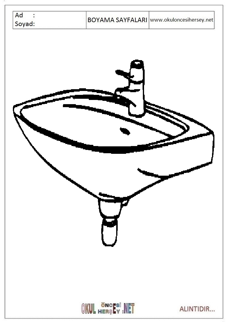 Çocuklar İçin Lavabo Boyama Sayfaları 