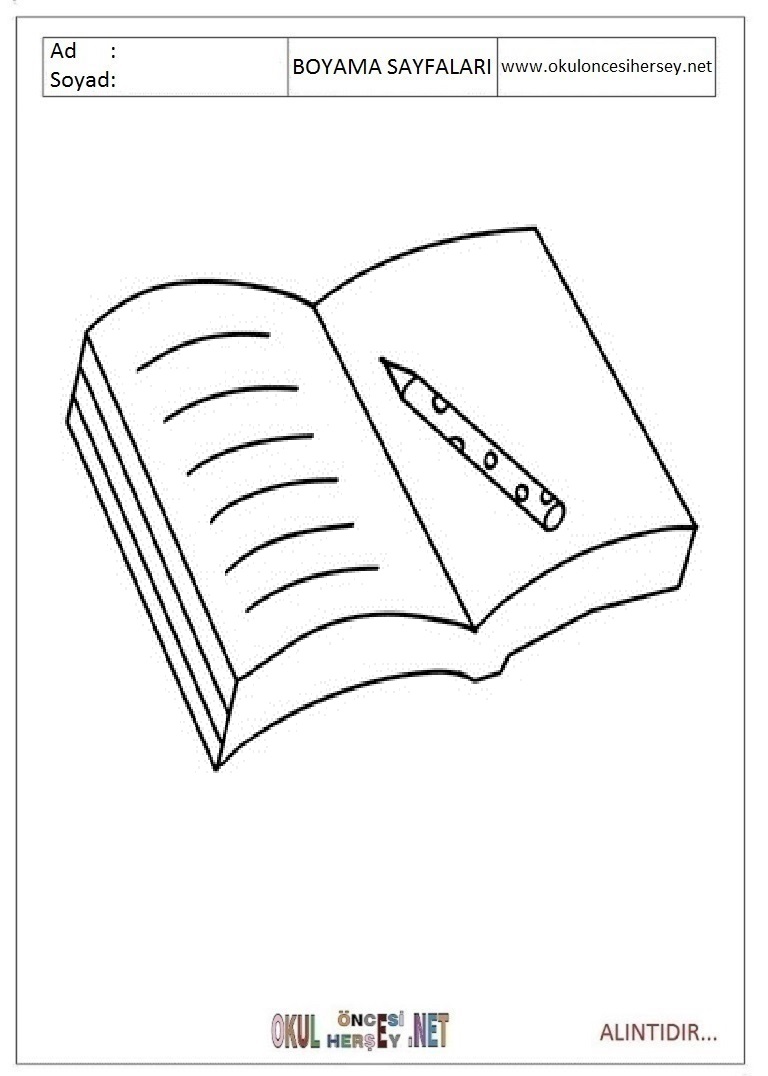Çocuklar İçin Defter Boyama Sayfaları 