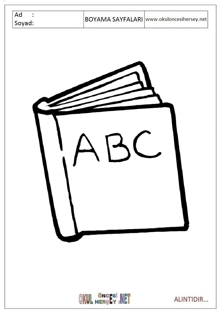 Çocuklar İçin Kitap Boyama Sayfaları 