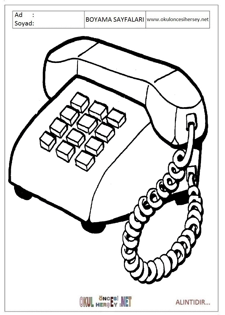 Çocuklar İçin Telefon Boyama Sayfaları 