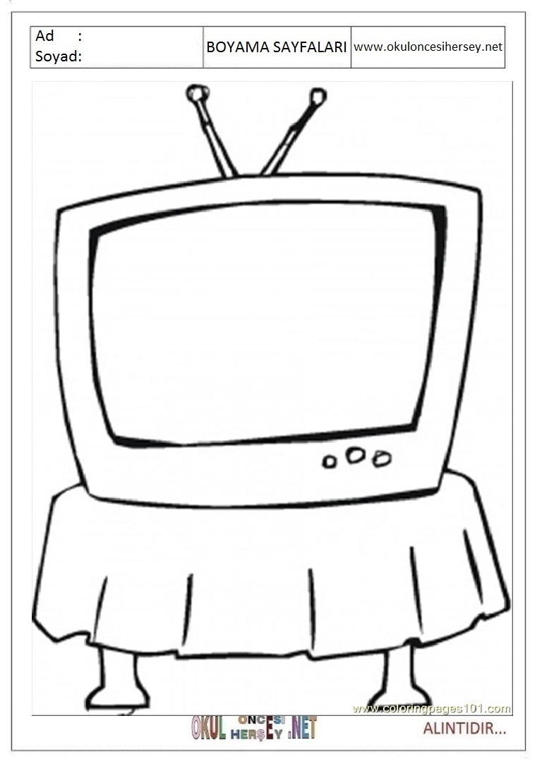 Çocuklar İçin TV Boyama Sayfaları 