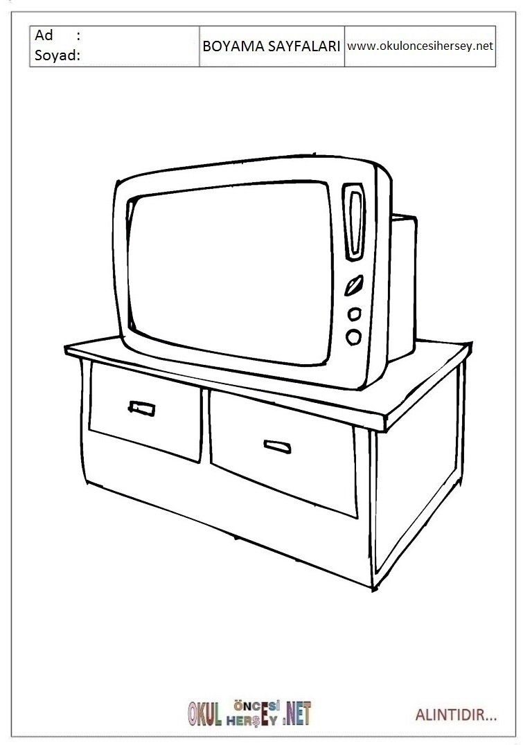 Çocuklar İçin TV Boyama Sayfaları 