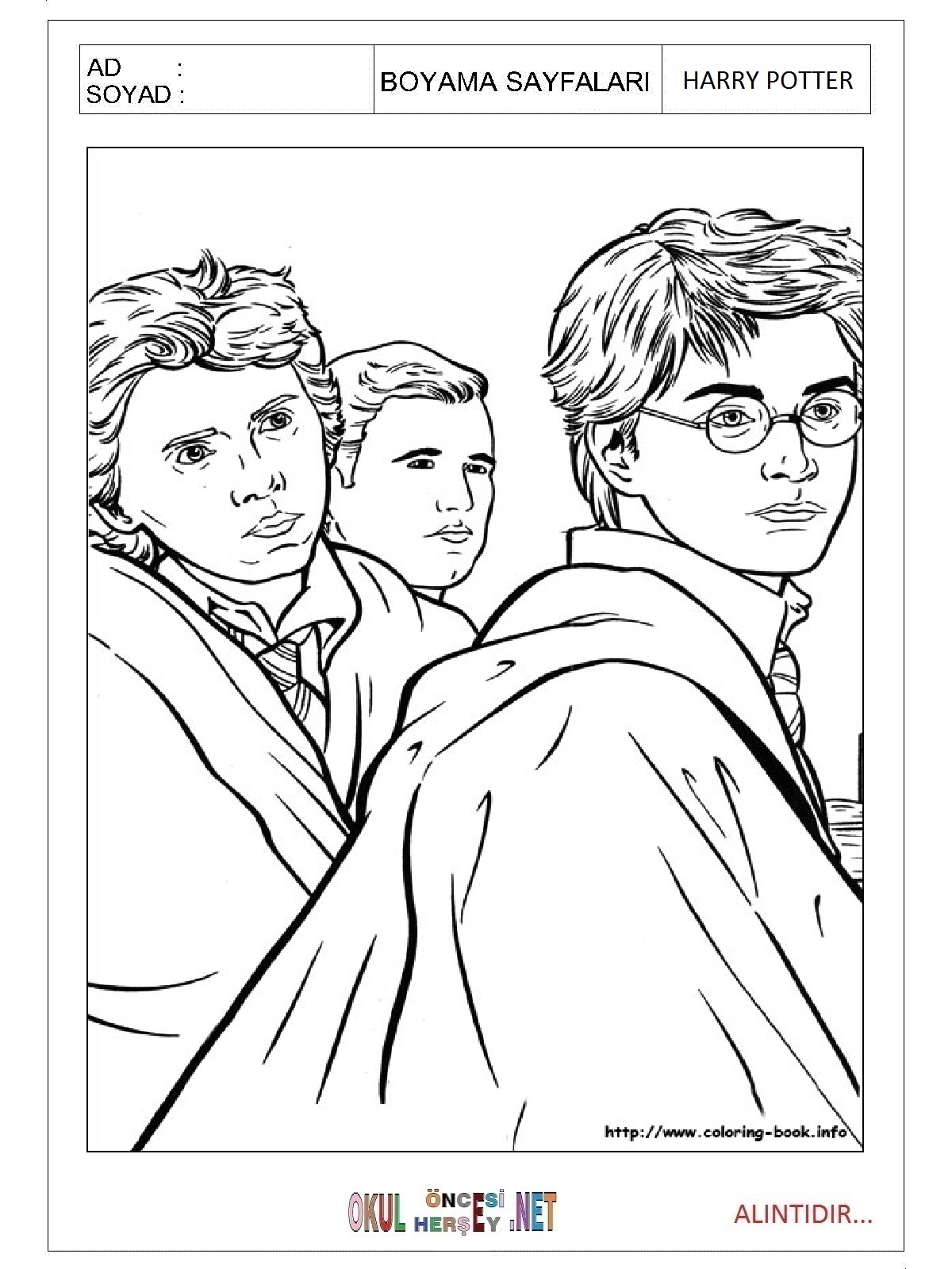 Çocuklar İçin Harry Potter Boyama Sayfaları 