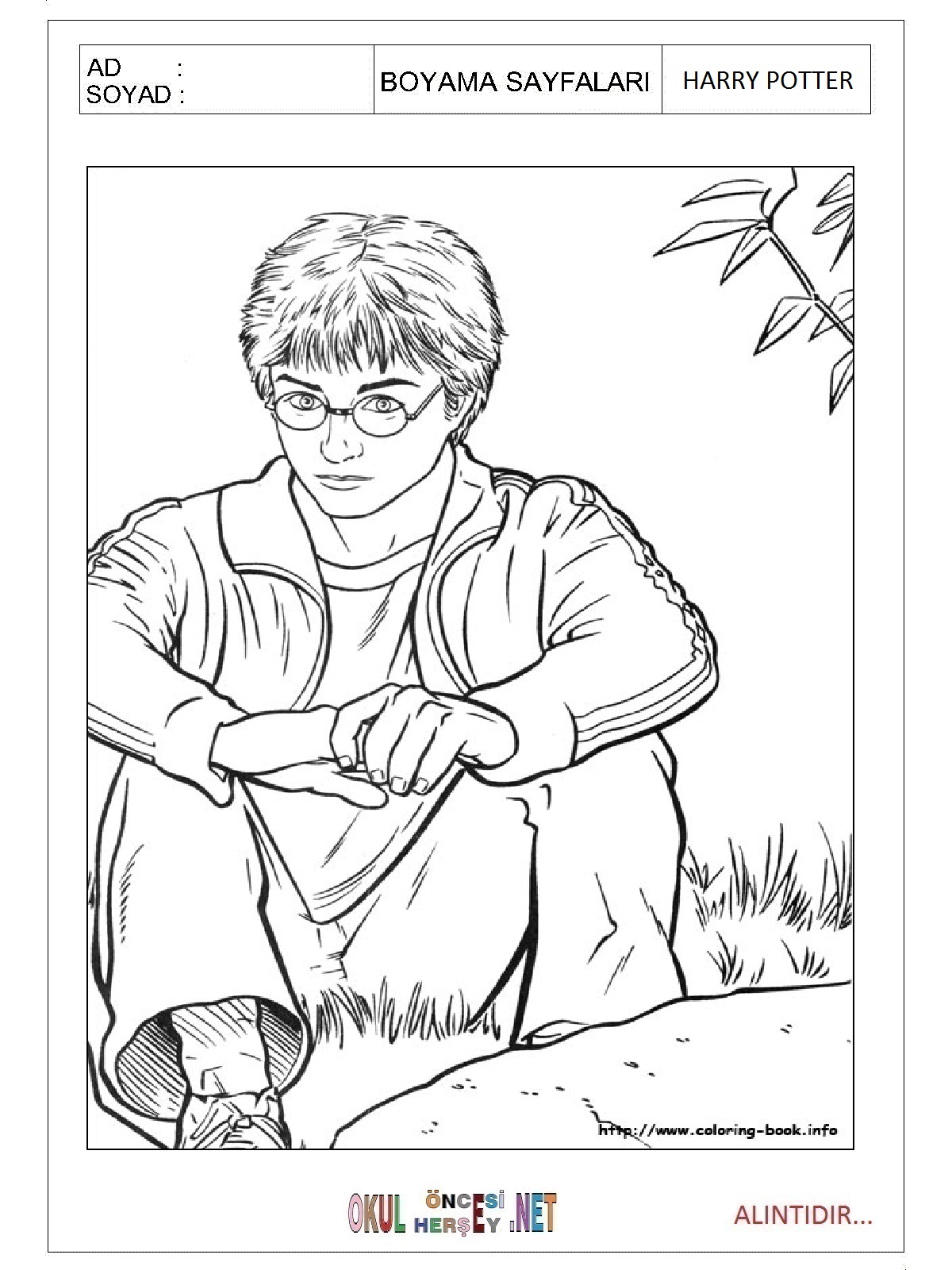 Çocuklar İçin Harry Potter Boyama Sayfaları 