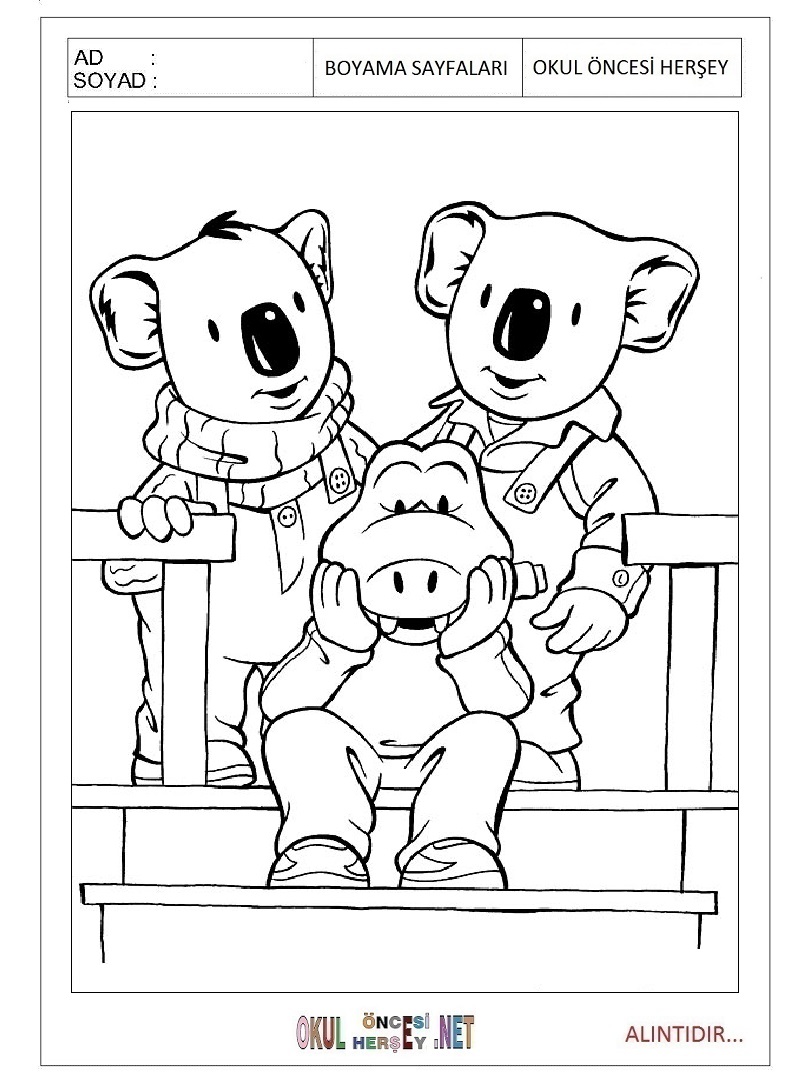 Çocuklar İçin Koala Boyama Sayfaları 