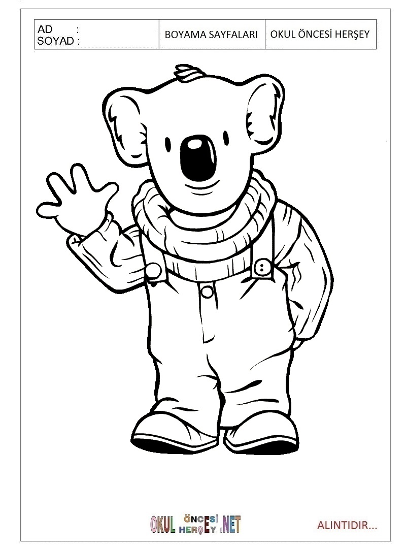 Çocuklar İçin Koala Boyama Sayfaları 
