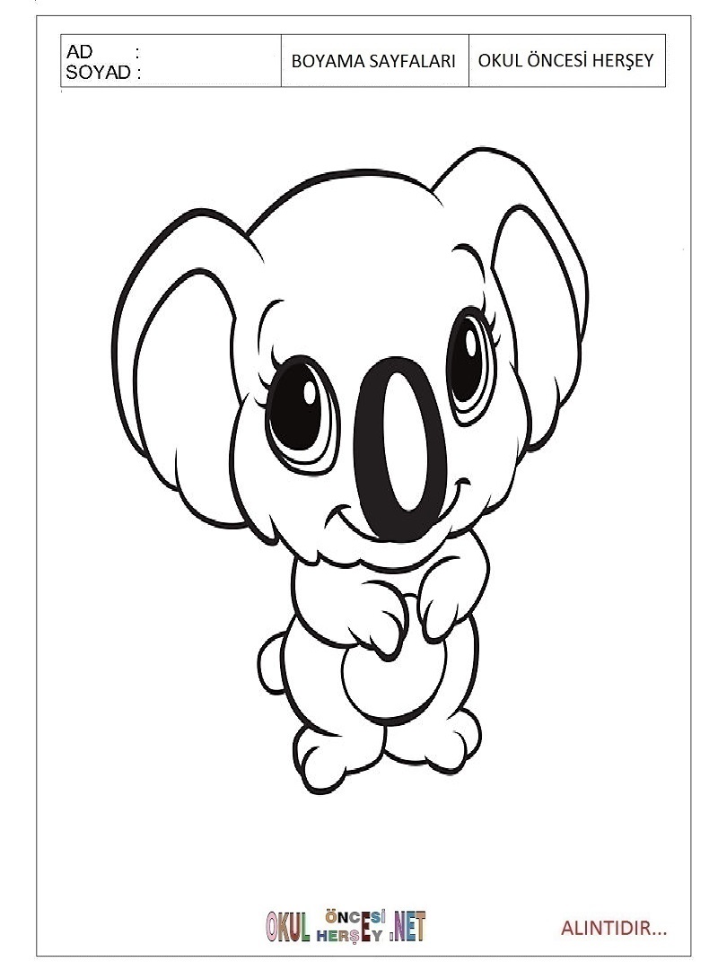 Çocuklar İçin Koala Boyama Sayfaları 