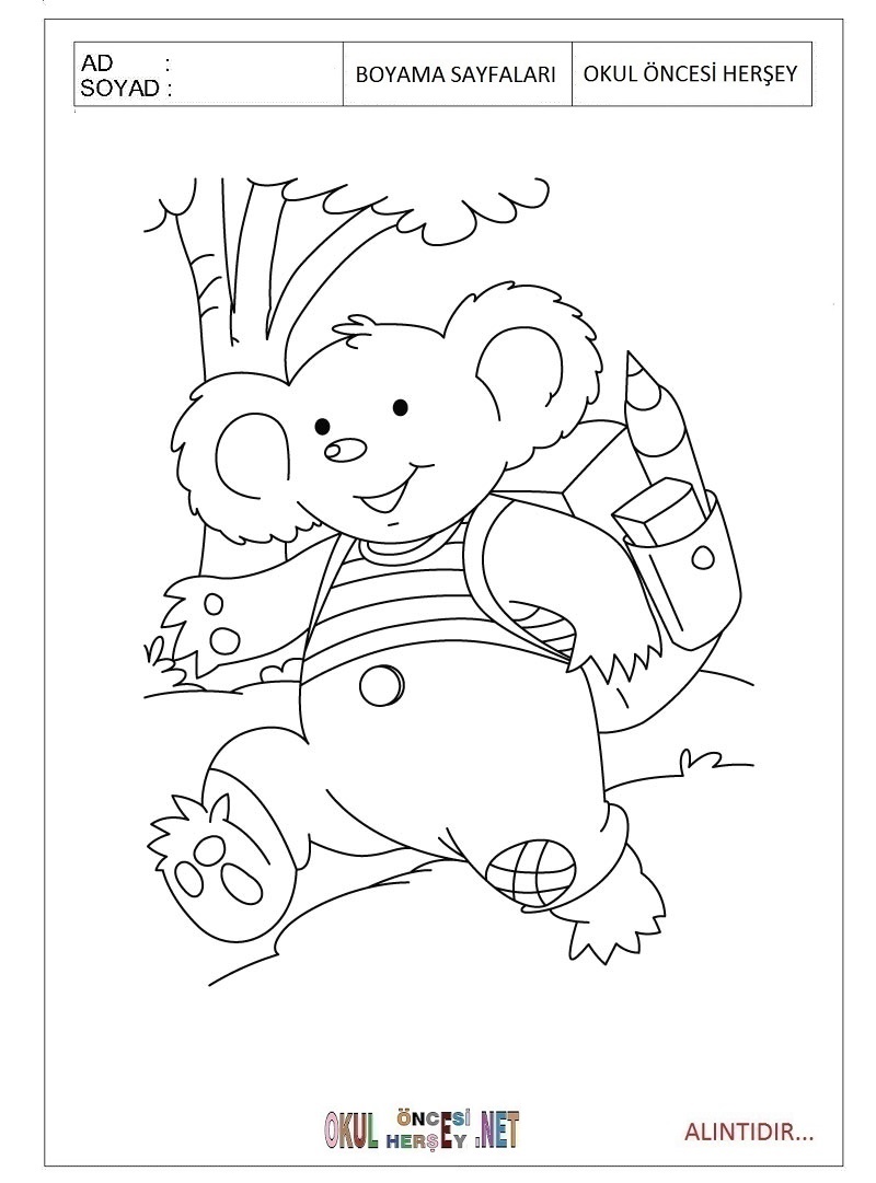 Çocuklar İçin Koala Boyama Sayfaları 
