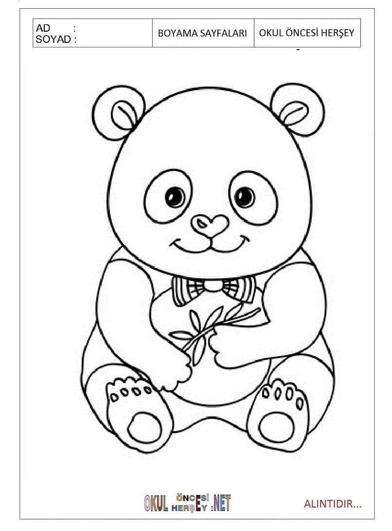 Çocuklar İçin Panda Boyama Sayfaları 