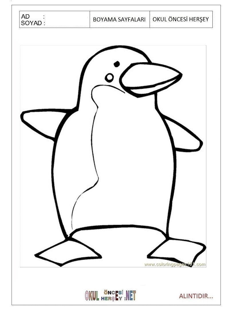 Çocuklar İçin Penguen Boyama Sayfaları 