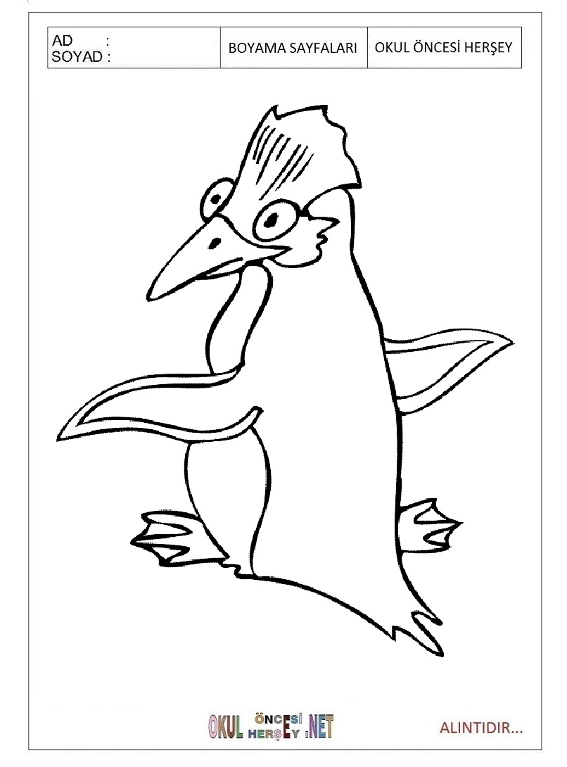 Çocuklar İçin Penguen Boyama Sayfaları 