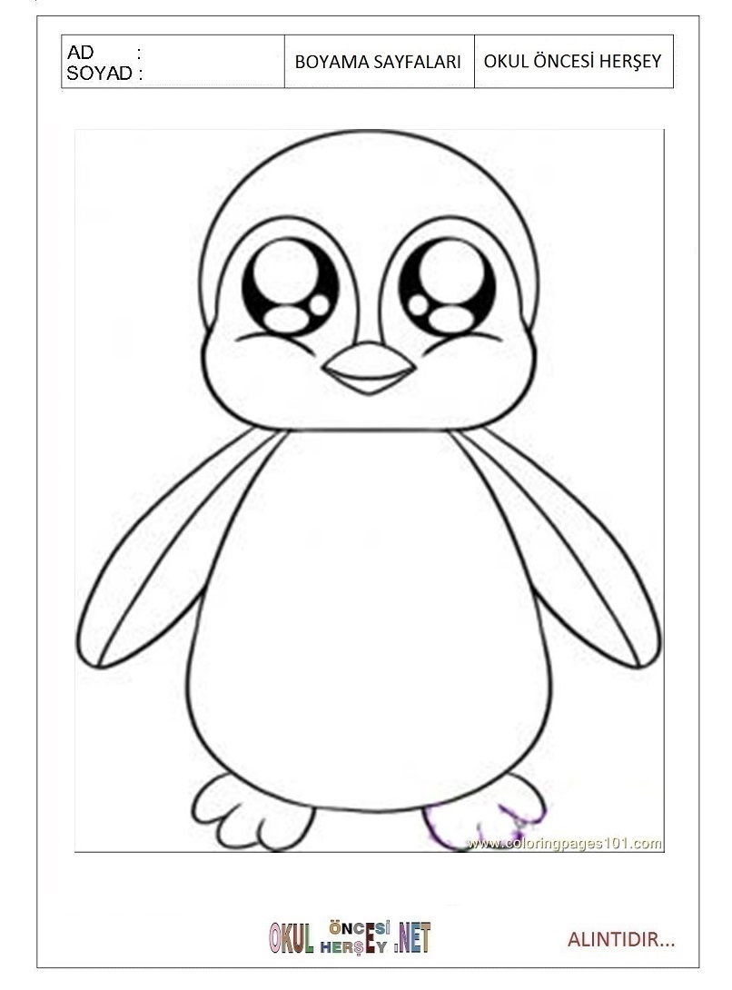 Çocuklar İçin Penguen Boyama Sayfaları 