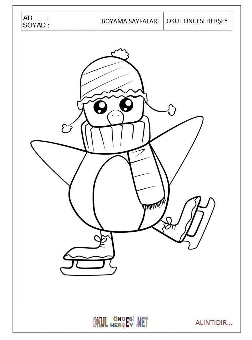 Çocuklar İçin Penguen Boyama Sayfaları 