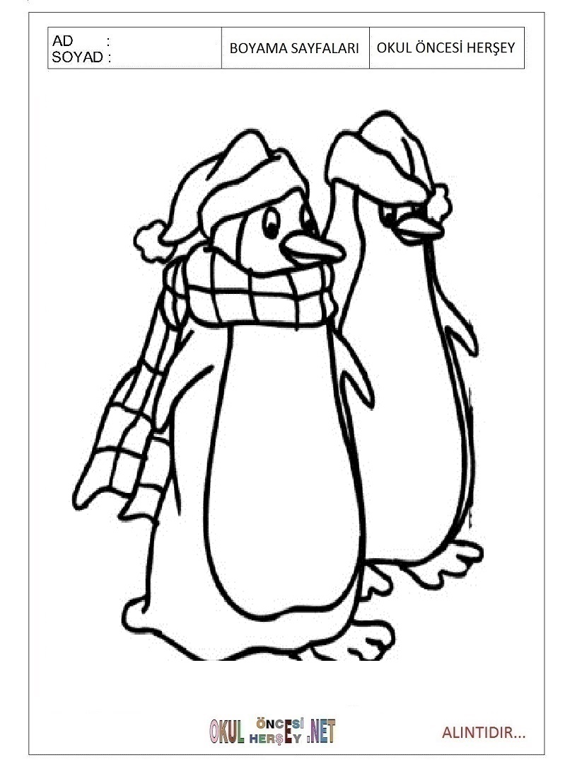 Çocuklar İçin Penguen Boyama Sayfaları 