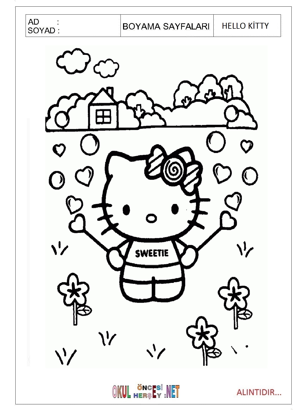 Hello Kitty boyama sayfaları
