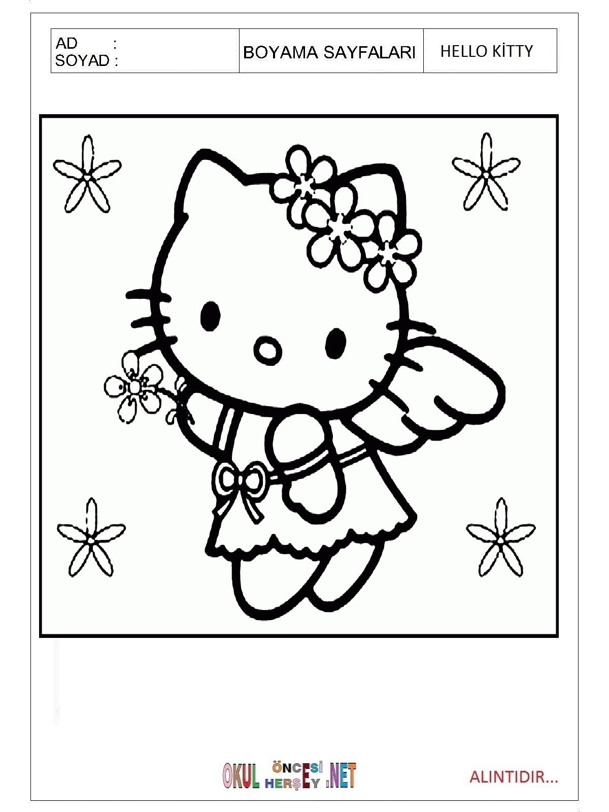 Hello Kitty boyama sayfaları