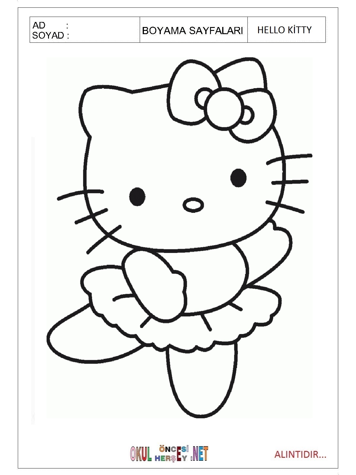 Hello Kitty boyama sayfaları