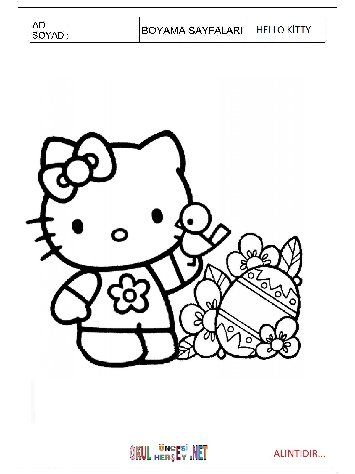 Hello Kitty boyama sayfaları