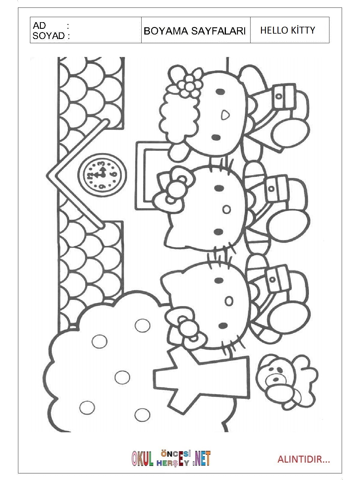 Hello Kitty boyama sayfaları
