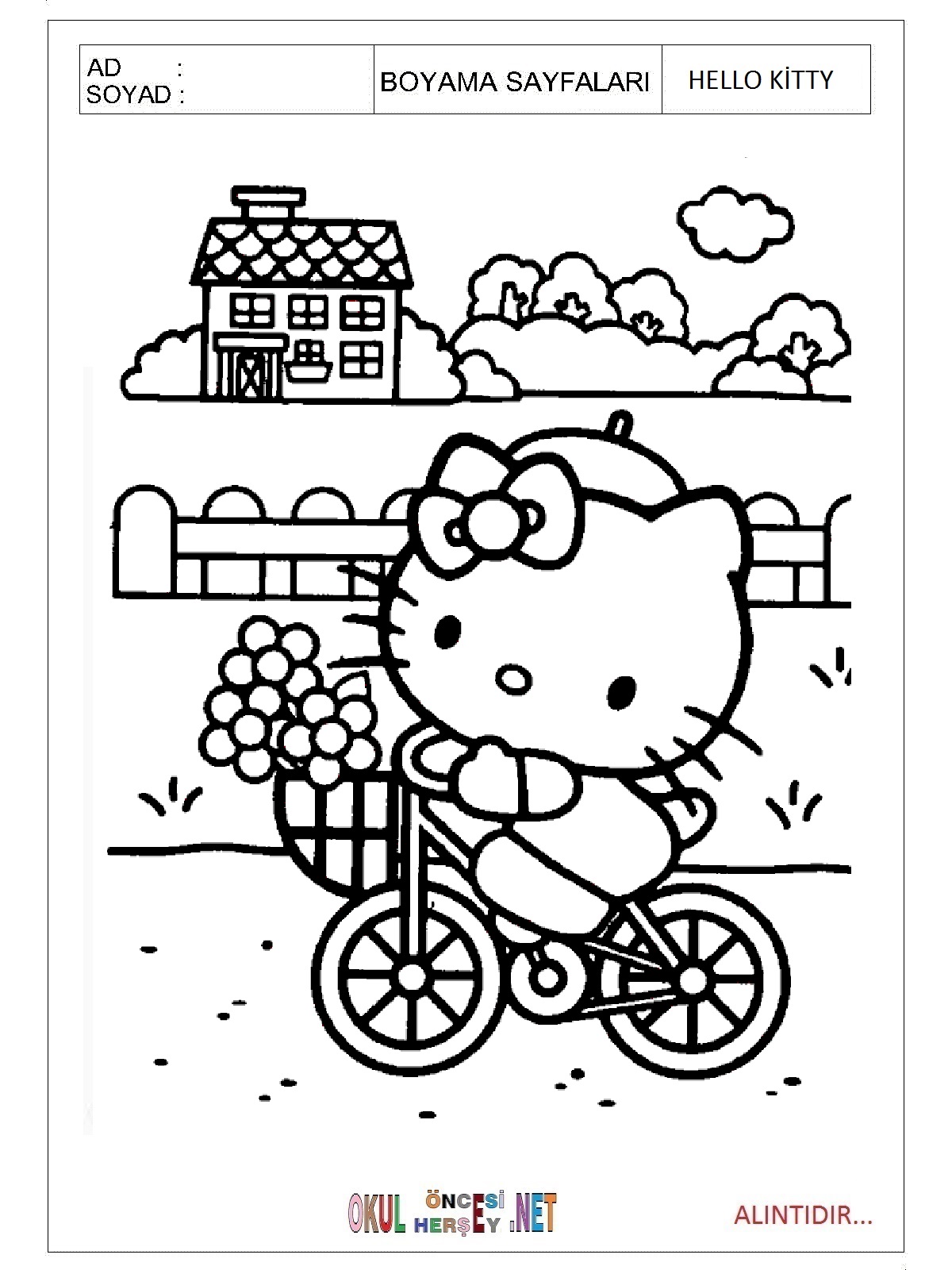 Hello Kitty boyama sayfaları