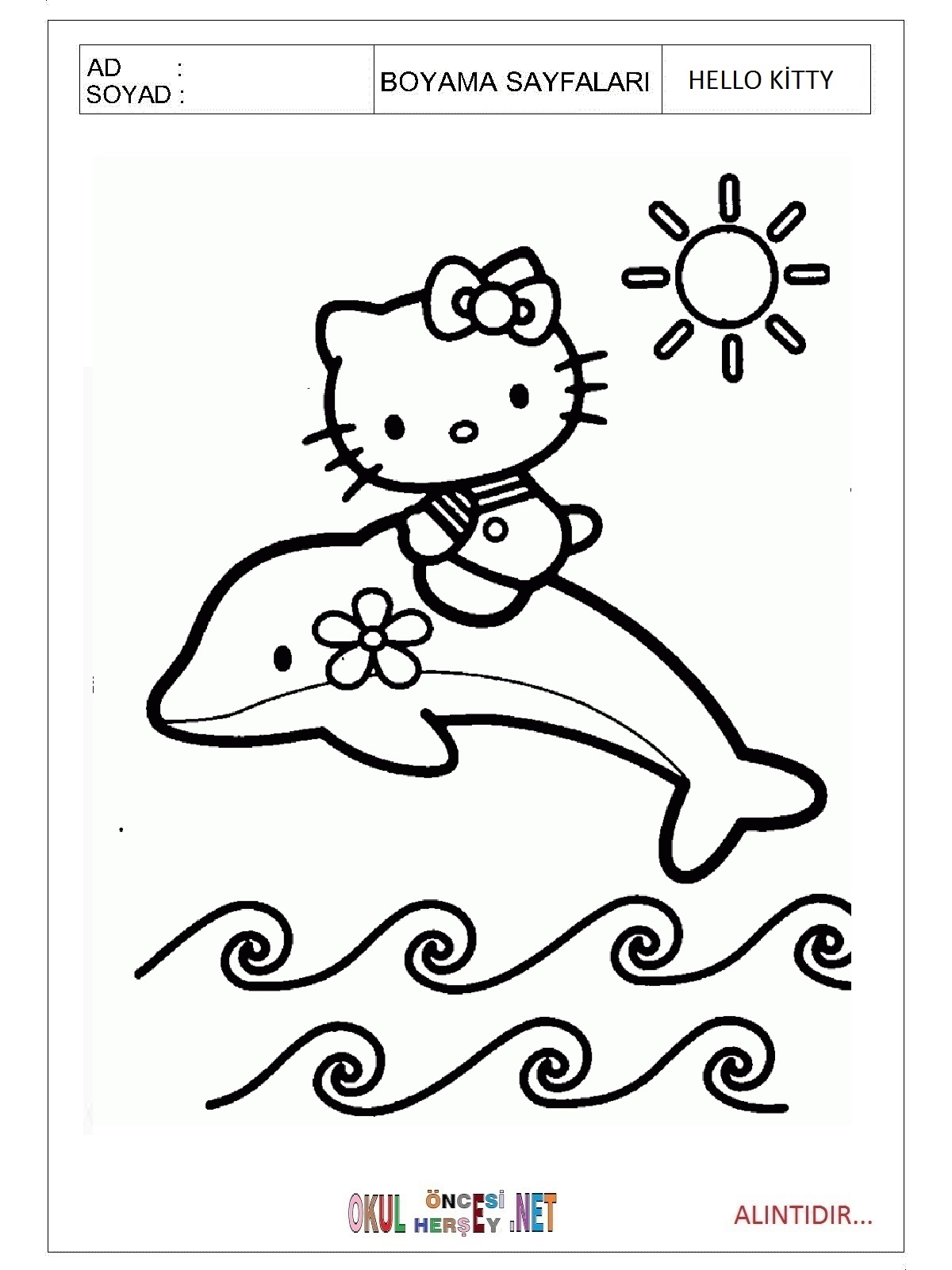 Hello Kitty boyama sayfaları