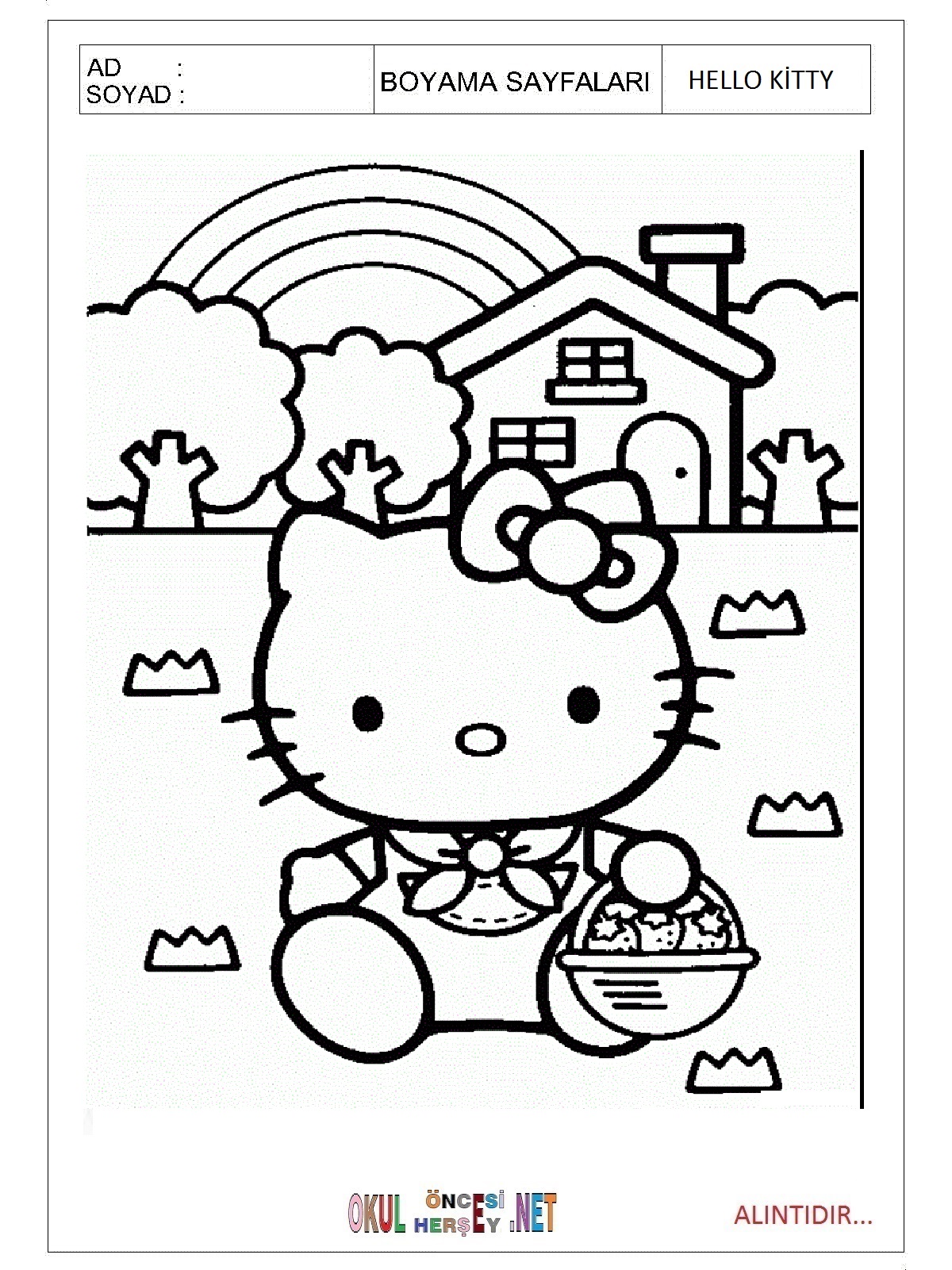 Hello Kitty boyama sayfaları