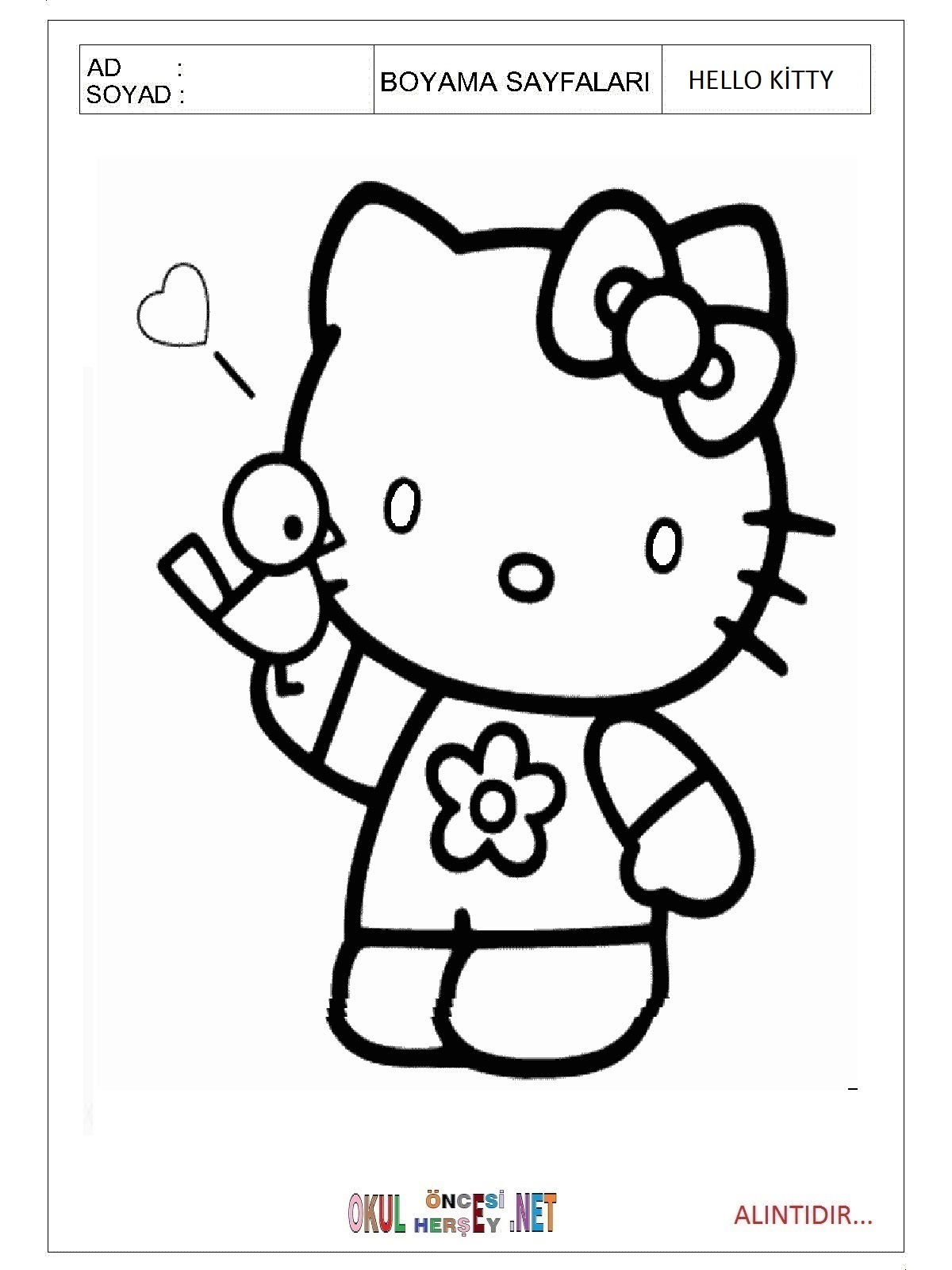 Hello Kitty boyama sayfaları